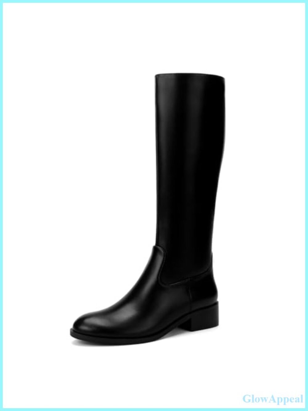 Women's Knee High Boots Chunky Low Heel Tall Faux Leather